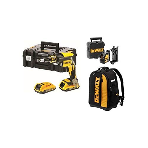 DeWalt CPROF593 CPROF593-KIT XR = DCF620D2 Aparafusador Gesso cartonado com 2 baterias Li-Ion 2Ah + DW088CG Láser 2 líneas en Cruz Verde + DWST81690-1 Mochila