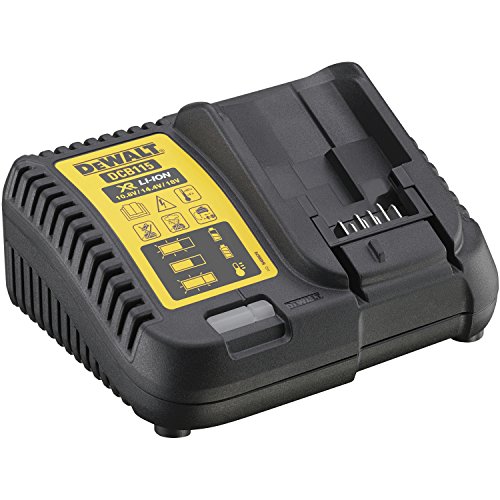 DeWalt DCG412M2-QW Mini-Amoladora XR 18V 125 mm con 2 baterías Li-Ion 4, 9 W, 18 V, Gris y negro + DEWALT DCB115-QW - Cargador XR para baterias de 10,8V - 14,4V - 18V carril Li-Ion