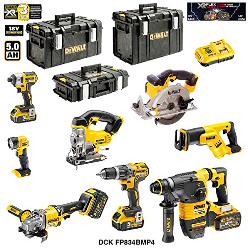 DEWALT Kit DCK-FP834BMP4 54V/18V (DCD796 + DCG414 + DCH333 + DCS387 + DCS391 + DCS331 + DCL040 + DCF887 + 2 x 5,0 Ah 18V + 2 x 6,0 Ah 54V/18V + DCB118 + DS150 + DS300 + DS400)