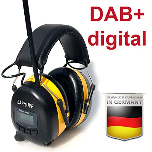 'FM/Dab + Radio Digital, 31dB Original Earmuff con emisor Memoria – Extra Robusto Protector auditivo Auriculares con Smartphone y MP3 Conector Incluye Cable Auxiliar y 2000 mAh, Batería de Litio