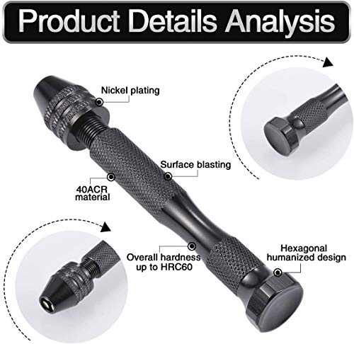 Fuerte resistencia al desgaste y la velocidad de p Micro Twist Drill Bits Herramientas rotativas de precisión Pin Vise mano Taladro con brocas helicoidales Set de 10 piezas.Grande for Hobby y Modelos