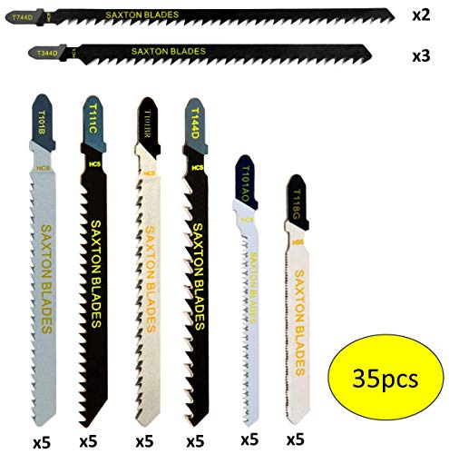 Juego de 35 cuchillas de sierra Saxton T144D T101B T101BR T111C T101AO T118G T744D T344D Madera y Metal Fit Bosch, Dewalt, Makita, etc.