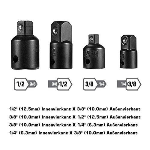 Qibaok 3 piezas Hexagon Socket Adapter Socket Adaptador Socket Wrench 1/4", 1/2", 3/8"+ Socket Adaptador 4 piezas 1/4 a 3/8-3/8 a 1/4 in. - 3/8 a 1/2-1/2 a 3/8