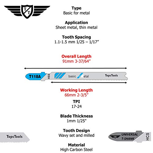 Topstools T118BR: Hojas de sierra de calar para Bosch, DeWalt, Makita, Milwaukee, y muchos más; 15 unidades